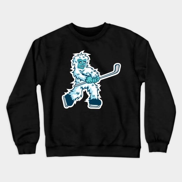 Yeti Ice Hockey Comic Crewneck Sweatshirt by JeZeDe